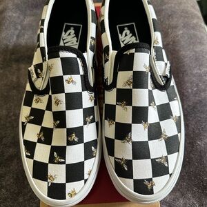 Vans Checkered Slip-On Shoes - Black and White
